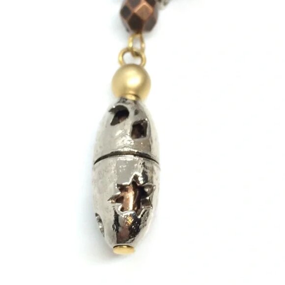 VINTAGE LIZ CLAIBORNE CELESTIAL MIXED METAL DANGLE EARRINGS CLIP ON 80S SUN MOON - Picture 10 of 14